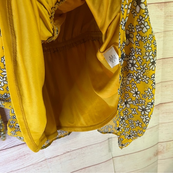 Lane Bryant Yellow Floral Drawstring Blouse Size 14 - Picture 6 of 7